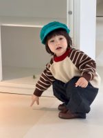 【73-110】セーター ズボン 切り替え ストライブ デニム 男の子 - 画像 (4)