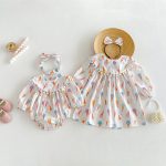 【66-90】ロンパース or ワンピース ベビー アイスクリーム プリント