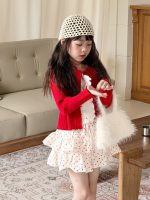 【100-150】二点セット カーディガン キャミソール ニット ドット柄 女の子 - 画像 (7)