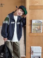 【90-160】アウター 切り替え 配色 プリント ファスナー 男の子 - 画像 (6)