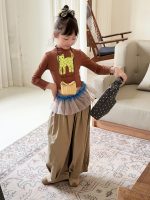 【100-150】Tシャツ 長袖 プリント 韓国風 シンプル 女の子 - 画像 (3)