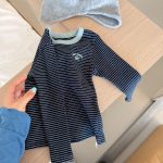 【80-130】長袖Tシャツ 女の子 ボーダー柄 トレンド - 画像 (12)