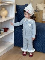 【73-110】二点セット カーディガン ズボン フリル シンプル カワイイ 女の子 - 画像 (2)