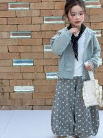 【100-150】トップスorパンツ 女の子 フード付き ドット柄 カジュアル
