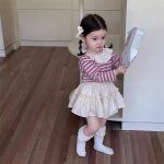 【73-100】トップス スカート 折り襟 ストライブ 合わせやすい 女の子 - 画像 (9)
