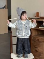 【73-110】ベスト Tシャツ ズボン チェック柄 プリント デニム 男の子