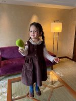 【90-140】ワンピース インナー 女の子 コーデュロイ ガーリー - 画像 (3)