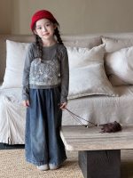 【100-150】トップスorパンツ 女の子 レイヤード フラワー - 画像 (4)