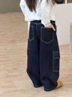 【100-170】パンツ 女の子 ステッチ ポケット付き 韓国風 - 画像 (6)
