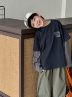 【90-160】長袖Tシャツ 男の子 レイヤード 英字 ファッション - 画像 (4)