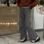 【100-170】フレアパンツ 女の子 ボーダー柄 スリムフィット 動きやすい - 画像 (6)