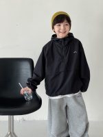 【90-160】アウター 無地 刺繍 ファスナー フード付き 防水 男の子 - 画像 (5)