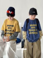 【90-160】Tシャツ 切り替え フェイク ストライブ カジュアル 長袖 男の子