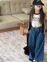 【100-150】ズボン デニム ストレート ゆったり シンプル - 画像 (4)