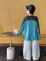 【90-160】Tシャツ ラウンドネック 配色 切り替え 長袖 プリント 男の子 - 画像 (5)