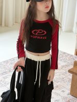 【100-150】Tシャツ 長袖 配色 レトロ 女の子 - 画像 (7)
