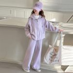 【120-170】セットアップ 女の子 ゆったり 無地パーカー&ワイドパンツ - 画像 (7)