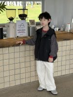 【90-160】ベストor長袖Tシャツorカーゴパンツ 男の子 韓国風 ボーダー柄 - 画像 (10)