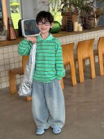 【90-160】パーカー 折り襟 ストライブ 韓国風 長袖 男の子 - 画像 (5)