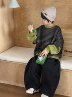 【90-160】パーカー ラウンドネック 長袖 ストライブ フェイク 男の子 - 画像 (3)