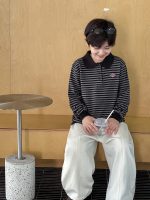 【90-160】セーター 折り襟 ストライブ 長袖 カジュアル 男の子 - 画像 (4)