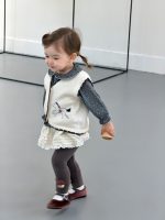 【73-110】ベスト トップス レギンス ニット ドット柄 女の子 - 画像 (8)
