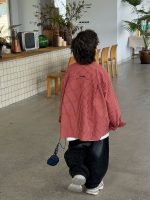 【90-160】シャツ 折り襟 チェック柄 ゆったり 合わせやすい 男の子 - 画像 (4)