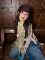 【100-160】ジーンズ 女の子 フリンジ付き ゆったり 韓国風 - 画像 (6)
