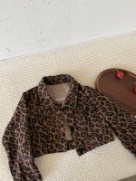 【100-150】アウター デニム 折り襟 ヒョウ柄 レトロ - 画像 (6)