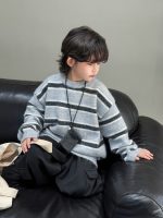 【100-150】セーター ストライブ ラウンドネック ゆったり 合わせやすい 男の子 - 画像 (5)