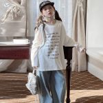 【90-160】長袖Tシャツ 女の子 アルファベット ゆったり - 画像 (5)