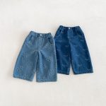 【80-130】パンツ 女の子 デニム フラワー - 画像 (2)