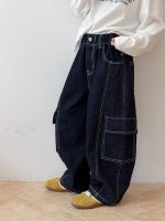 【100-170】パンツ 女の子 ステッチ ポケット付き 韓国風 - 画像 (4)