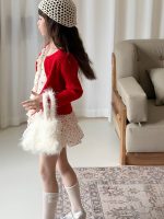 【100-150】二点セット カーディガン キャミソール ニット ドット柄 女の子 - 画像 (5)