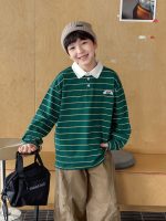 【90-160】長袖Tシャツ 男の子 ポロシャツ ボーダー柄 - 画像 (6)