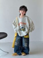 【100-150】パーカー プリント ラウンドネック 長袖 男の子 - 画像 (3)