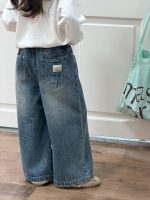 【100-170】パンツ 女の子 ヴィンテージ加工 履きやすい ファッション - 画像 (3)