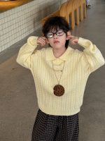 【90-160】セーター 折り襟 韓国風 カジュアル ゆったり 長袖 男の子 - 画像 (5)