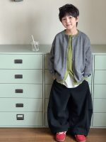 【90-160】カーディガン ニット フェイク 配色 韓国風 男の子 - 画像 (4)