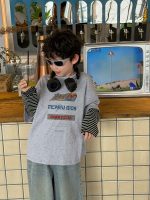 【90-160】パーカー ストライブ フェイク 切り替え ファッション 男の子 - 画像 (4)