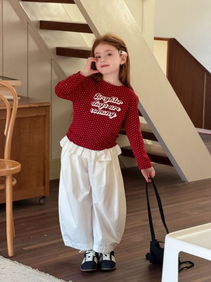 【90-150】カーブパンツ 女の子 おしゃれ フリル付き カジュアル