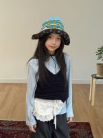 【110-160】ニットベスト インナー 女の子 トレンド レイヤード - 画像 (9)