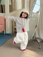 【90-140】長袖Tシャツ キッズ ボーダー柄 カジュアル 着せやすい - 画像 (6)