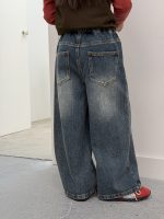 【100-170】パンツ 女の子 デニム カジュアル レトロ - 画像 (5)