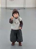 【73-110】二点セット ベスト+Tシャツ ラウンドネック 長袖 無地 男の子 - 画像 (6)