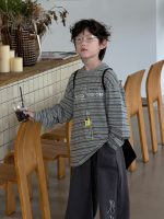 【90-160】Tシャツ 韓国風 合わせやすい ストライブ 長袖 男の子 - 画像 (6)