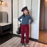【80-130】長袖Tシャツ 女の子 ボーダー柄 トレンド - 画像 (6)