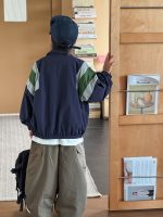 【90-160】アウター 切り替え 配色 プリント ファスナー 男の子 - 画像 (3)