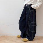 【100-170】パンツ 女の子 ステッチ ポケット付き 韓国風 - 画像 (7)
