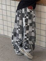 【90-160】ズボン 配色 チェック柄 切り替え ゆったり 男の子 - 画像 (2)